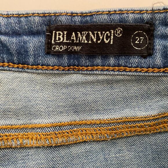 BlankNYC Frayed Hem Jeans Crop Skinny Raw Distressed Denim Size 26 06t-1699LT - Picture 12 of 13